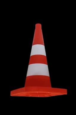 Конус дорожный - КС-2.6 - 520 мм. мягкий комбинированный, квадратное основание,1 светоотражающая полоса, 1 белая полоса