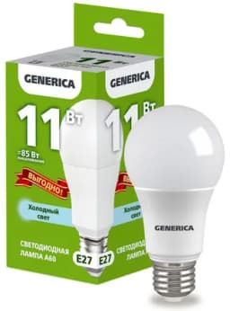 Лампа светодиодная A60 11Вт грушевидная 6500К E27 230В промо GENERICA LL-A60-11-230-65-E27-G