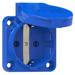 Розетка встраиваемая 16А/250V/2P+E/IP54 50x50 подключение сзади синяя безвинтовые клеммы