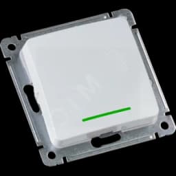 MASTER Переключатель одноклавишный с индикацией, скрытой установки, в рамку, белый HEGEL