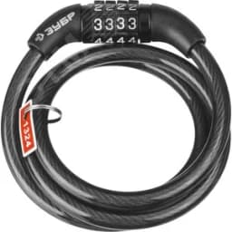 Замок "СТАНДАРТ", тросовый, кодовый, с неизменяемым кодом, длина троса - 1200мм, d 8мм.