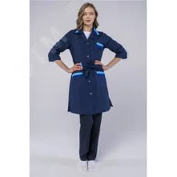 Халат женский с поясом Флора (тк.ТиСи), т.синий/васильковый,52-54,170-176