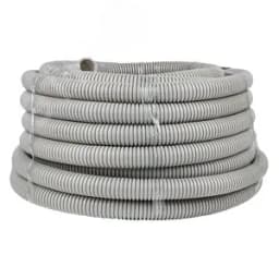 Труба гофр. ПВХ с протяжкой d32 мм (30 м) серая -Plast