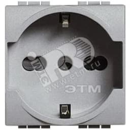 Розетка 2П с заземлением 16А с защитными шторками 2 модуля