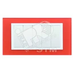 Рамка с суппортом на 5 узких модулей, S82C, оранжевый - белый (стекло)