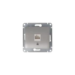 Розетка компьютерная 1-м Glossa RJ45 кат.5E механизм платина SE GSL001281K