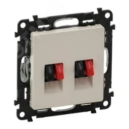 Valena LIFE Аудиорозетка двойная с лицевой панелью пружинные зажимы слоновая кость