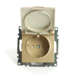 Розетка 1местная с крышк с защ штор механизм сз STEKKER GLS16711208 250В 16А серия Катрин золото 49222