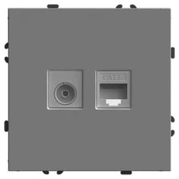 Розетка TV компьютерная RJ45 механизм STEKKER серия Эмили RST00510610 платиновосерый soft touch 49950