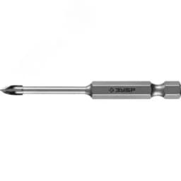 Сверло по кафелю, керамике, стеклу, с четырьмя режущими лезвиями, шестигранный хвостовик, 4 мм, "Профессионал" 29845-04 29845-04_z01 ЗУБР