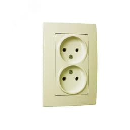Lillium Natural Kare Розетка с/у 2-местная без з/к кремовая 250В 32010017 Makel