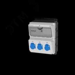 Комбинация розеток , Вход М32, клеммы, УЗО 4P/40A/30mA, 3xSchuko16A, IP54. 00-00033732 AlpenBox