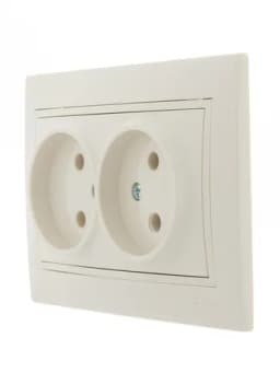 Розетка 2-м СП Mira 16А IP20 без заземл. со вставкой керамика крем. LEZARD 701-0303-128