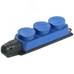 РБ33-1-0м Розетка трехместная ОМЕГА IP44 синяя