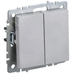 BRITE Выключатель двухклавишный проходной 10А ВС10-2-6-БрА алюминий