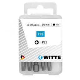 Бита PZ3x50 мм 1/4" E6.3 Industrial пластик.уп. 10 шт. WITTE