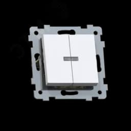 Аксиома Механизм выключателя двухклавишного скрытой установки с индикацией С510-450, белый