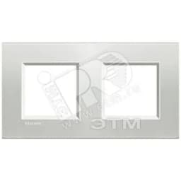 LivingLight Рамка прямоугольная 2 поста Серебро Legrand Euro