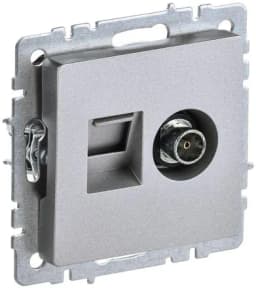 Розетка компьютерная + телевизионная 2-м Brite РТВ/РК12-БрА RJ45 кат.5E + TV механизм алюм. IEK BR-AK20-1-K47