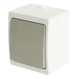 Выключатель 1клавишный STEKKER PSW1021154 открытой установки 250В 10А IP54 белыйсерый 49731