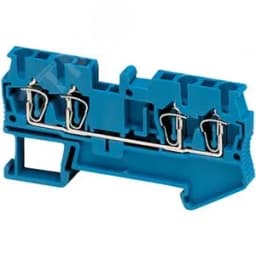 Клеммник пружинный проходной 2.5мм.кв 4 точки подключения синий