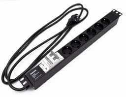 Блок розеток для 19" шкафов Hyperline SHE19-6SH-B-2.5EU