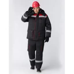 Костюм зимний Титан (Смесовая, 210) полукомбинезон, черный/красный,44-46 170-176