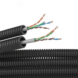 Электротруба ПНД гибкая гофрированная д. 16 мм, цвет черный, с кабелем витая пара 5EU/UTP нг(А)-HF, 50 м