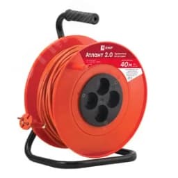 Удлинитель на катушке Атлант 2.0 4 гнезда 40м без заземления ПВС 2x0.75 6А/1.3кВт PROxima
