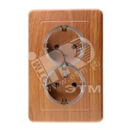 Розетка двойная скрытая с заземлением (стакан) дуб