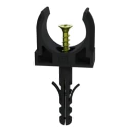 Крепеж-клипса с дюбелем и саморезом черная d32 мм в малой упаковке (10шт/450шт уп/кор) Промрукав