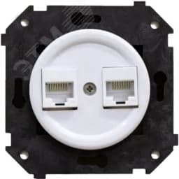Розетка 2RJ45 + накладка, цвет белый (скрытый монтаж) Бирони