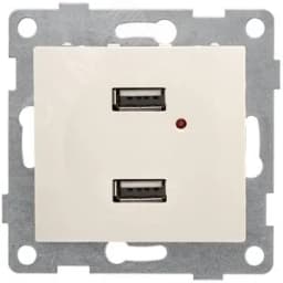 Розетка USB Bravo, механизм, двойной, бежевый