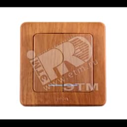 Выключатель двухклавишный скрытый с индикацией дуб 16А