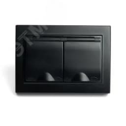 Розетка двухместная с/з с крышкой, 250В, 16А серия Эрна, черный Stekker