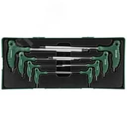 Комплект угловых шестигранников двусторонних с шаром 2-10мм , 8 предметов (ложемент) Jonnesway