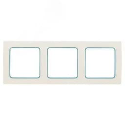 Стокгольм Рамка 3-местная белая с линией цвета синий