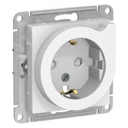 Розетка ATLASDESIGN с заземлением со шторками с выталкивателем 16А механизм белый