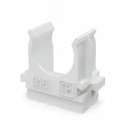 Крепёж-клипса для труб Полистирол белая d16 мм (100шт/2000шт уп/кор) Промрукав
