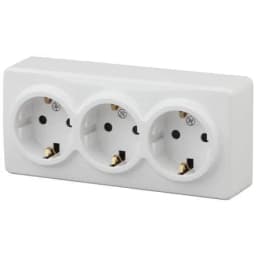 Розетка 3-м ОП Эра Эксперт 11-2208-01 16А IP20 250В 3х2P+E Schuko бел. Эра Б0020700