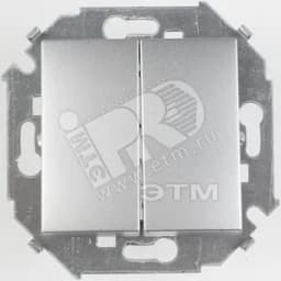 Выключатель двухклавишный, 16А, 250В, винтовой зажим, алюминий