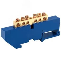 Шина "N" нулевая с синим изолятором на DIN-рейку 6x9 мм стойка бол. 6 групп, REXANT