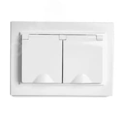 Розетка двухместная с/з с крышкой, 250В, 16А серия Эрна, белый Stekker