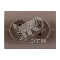 DERIY Розетка двойная б/з ПБТ светло-коричневая металлик Lezard