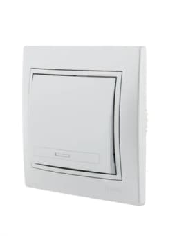 Выключатель 1-кл. СП Mira 10А IP20 со вставкой сер. метал. LEZARD 701-1010-100