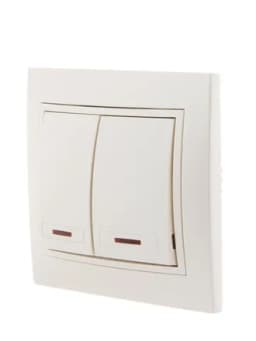 Выключатель 2-кл. СП Mira 10А IP20 с подсветкой со вставкой жемчуж./бел. перламутр. LEZARD 701-3030-112