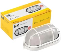 Светильник НПП 1402 60Вт E27 IP54 бел. овал с решеткой IEK LNPP0-1402-1-060-K01