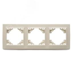 Рамка трехместная горизонтальная, Эрна, слоновая кость Stekker