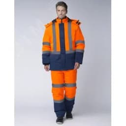 Костюм зимний Дорожник-Сигнал (ткань Смесовая,210) полукомбинезон, оранжевый темно-синий (87483433), 44-46 182-188
