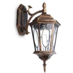 Светильник садовопарковый Feron PL161 шестигранный на стену вниз 60W E27 230V черное золото 11328